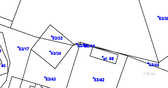Parcela st. 53/41 v KÚ Hlávkov, Katastrální mapa