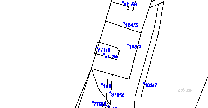 Parcela st. 84 v KÚ Hlávkov, Katastrální mapa