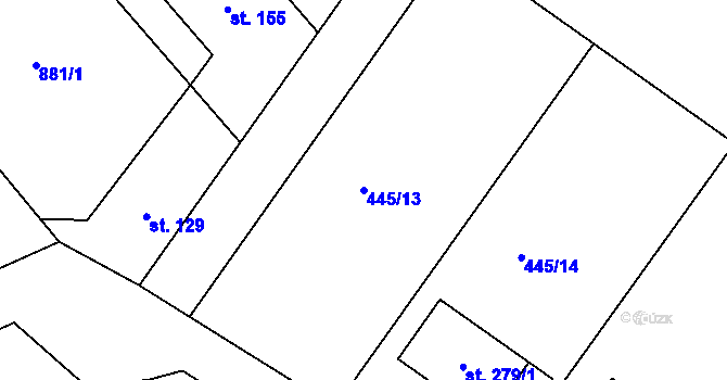 Parcela st. 445/13 v KÚ Hlavnice, Katastrální mapa