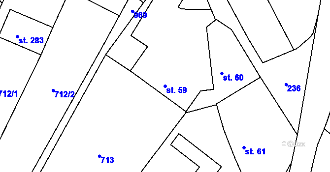 Parcela st. 59 v KÚ Hlavnice, Katastrální mapa