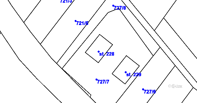Parcela st. 228 v KÚ Hlavnice, Katastrální mapa
