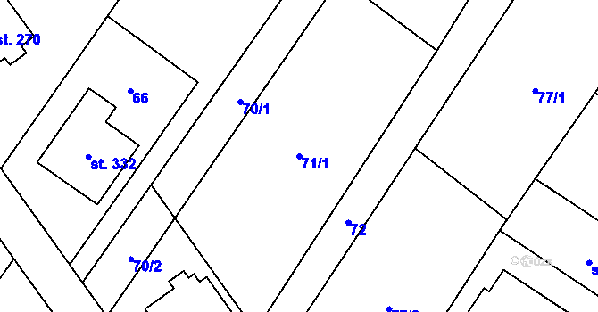 Parcela st. 71/1 v KÚ Hlavnice, Katastrální mapa