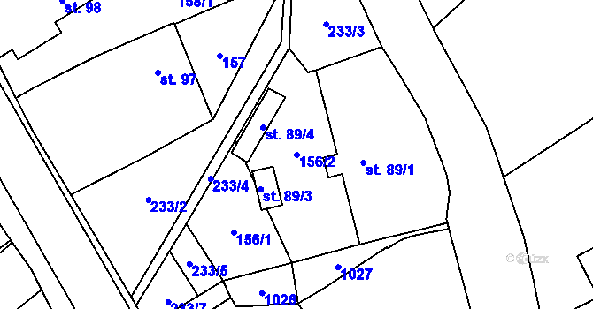 Parcela st. 156/2 v KÚ Hlavnice, Katastrální mapa
