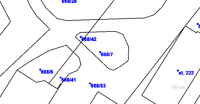 Parcela st. 668/7 v KÚ Hlavnice, Katastrální mapa