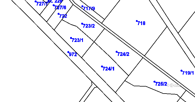Parcela st. 727/2 v KÚ Hlavnice, Katastrální mapa