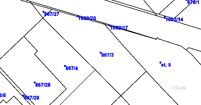 Parcela st. 867/3 v KÚ Hlavnice, Katastrální mapa