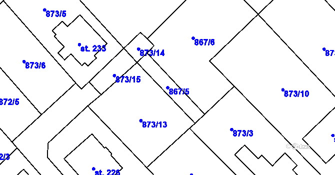 Parcela st. 867/5 v KÚ Hlavnice, Katastrální mapa