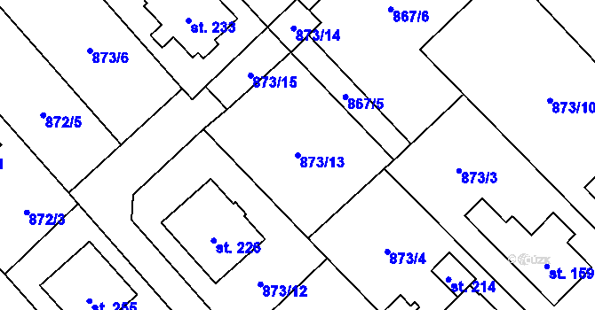 Parcela st. 873/13 v KÚ Hlavnice, Katastrální mapa
