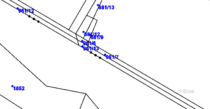 Parcela st. 961/7 v KÚ Hlavnice, Katastrální mapa