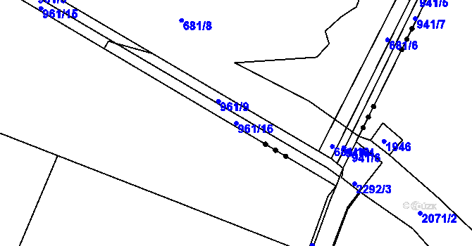 Parcela st. 961/16 v KÚ Hlavnice, Katastrální mapa