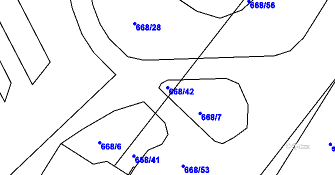 Parcela st. 668/42 v KÚ Hlavnice, Katastrální mapa