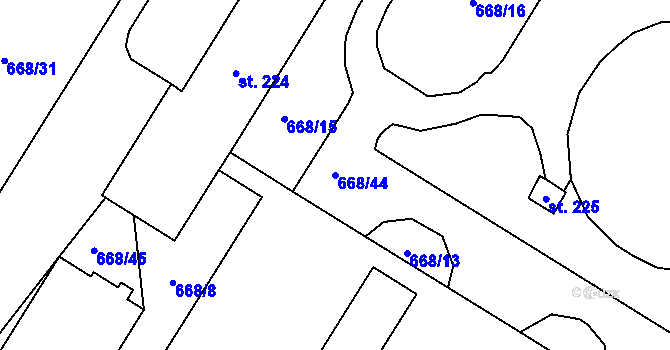Parcela st. 668/44 v KÚ Hlavnice, Katastrální mapa