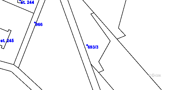 Parcela st. 693/3 v KÚ Hlavnice, Katastrální mapa