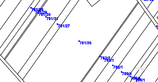 Parcela st. 781/26 v KÚ Hlavnice, Katastrální mapa