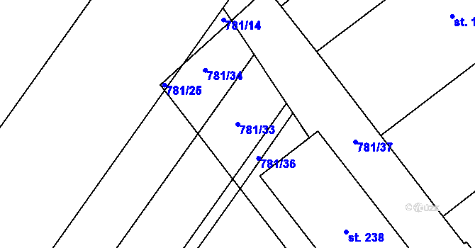 Parcela st. 781/33 v KÚ Hlavnice, Katastrální mapa