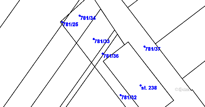 Parcela st. 781/36 v KÚ Hlavnice, Katastrální mapa