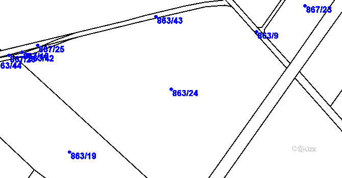 Parcela st. 863/24 v KÚ Hlavnice, Katastrální mapa