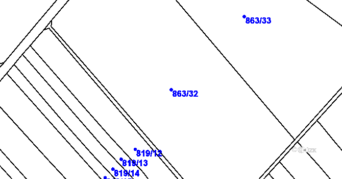 Parcela st. 863/32 v KÚ Hlavnice, Katastrální mapa