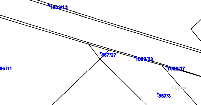Parcela st. 867/27 v KÚ Hlavnice, Katastrální mapa