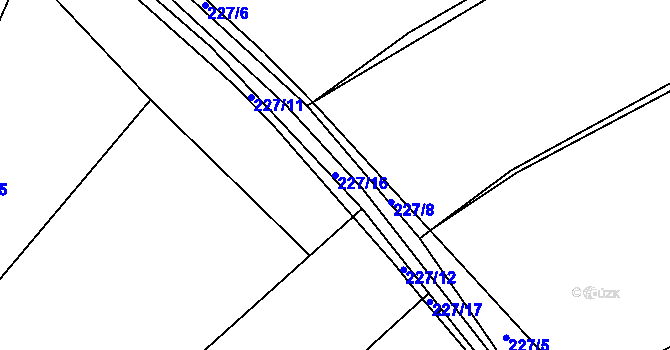 Parcela st. 227/16 v KÚ Hlavňov u Budislavi, Katastrální mapa