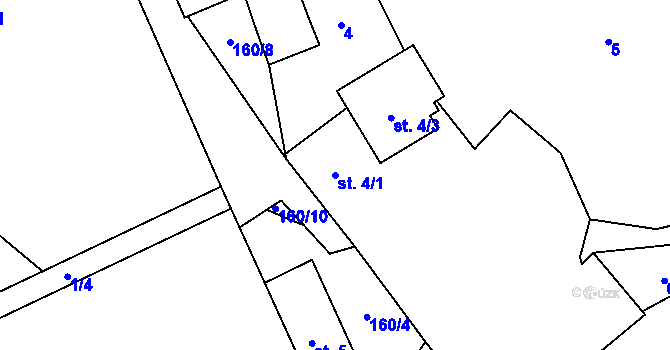 Parcela st. 4/1 v KÚ Častonice, Katastrální mapa