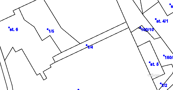 Parcela st. 1/4 v KÚ Častonice, Katastrální mapa