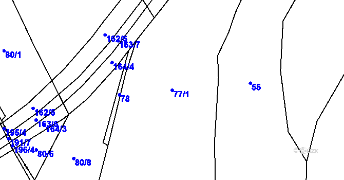 Parcela st. 77/1 v KÚ Častonice, Katastrální mapa