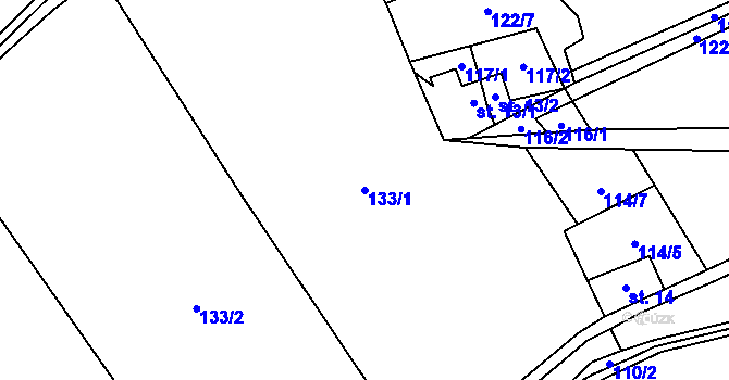 Parcela st. 133/1 v KÚ Častonice, Katastrální mapa