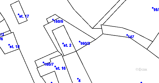 Parcela st. 160/3 v KÚ Častonice, Katastrální mapa