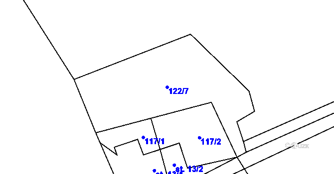 Parcela st. 122/7 v KÚ Častonice, Katastrální mapa