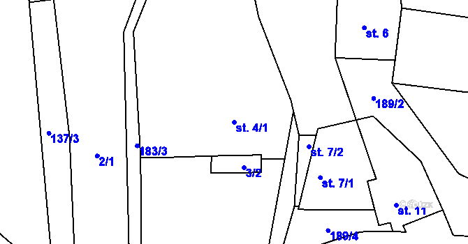 Parcela st. 4/1 v KÚ Čeletice, Katastrální mapa