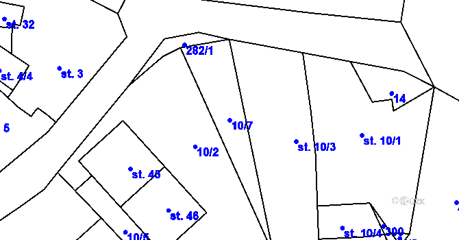 Parcela st. 10/7 v KÚ Horní Staňkov, Katastrální mapa
