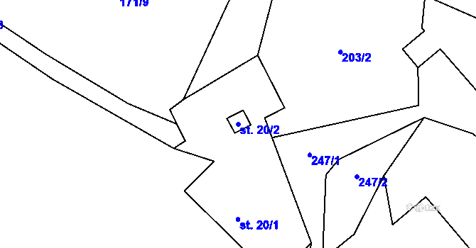 Parcela st. 20/2 v KÚ Pích, Katastrální mapa