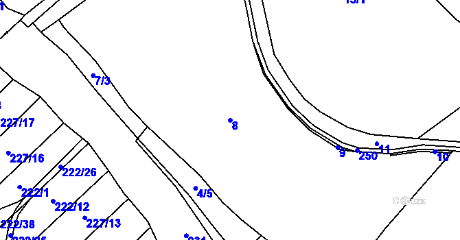 Parcela st. 8 v KÚ Pích, Katastrální mapa