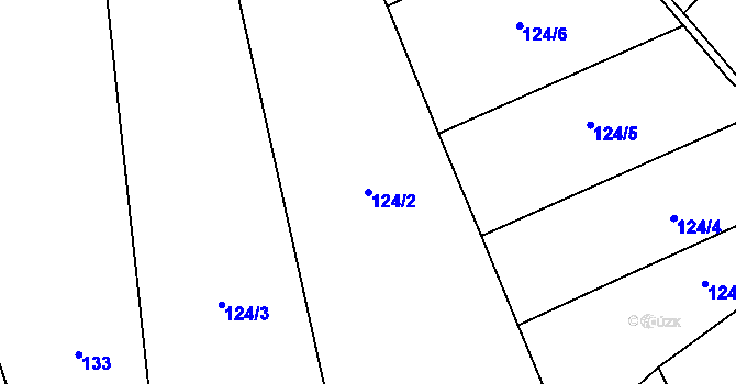 Parcela st. 124/2 v KÚ Pích, Katastrální mapa