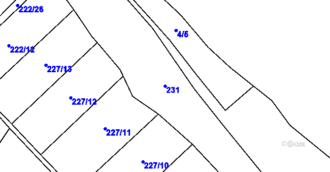 Parcela st. 231 v KÚ Pích, Katastrální mapa