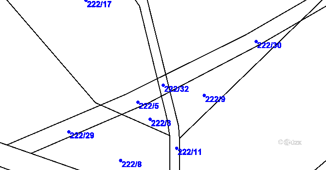 Parcela st. 222/32 v KÚ Pích, Katastrální mapa