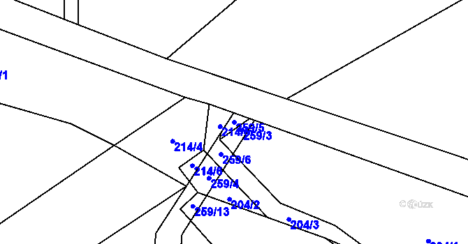 Parcela st. 259/5 v KÚ Pích, Katastrální mapa