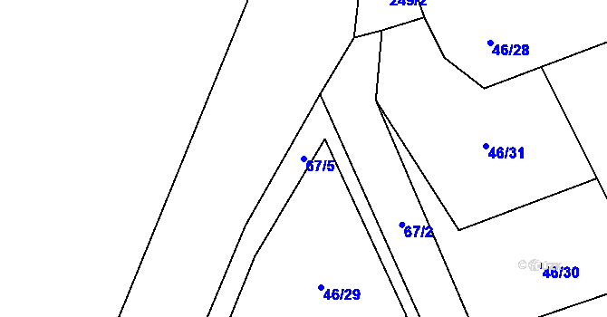 Parcela st. 67/5 v KÚ Pích, Katastrální mapa