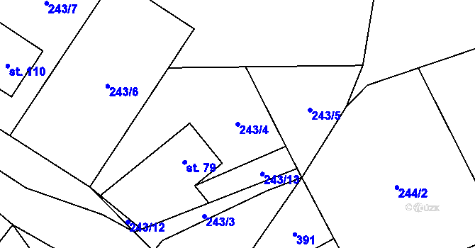 Parcela st. 243/4 v KÚ Milínov, Katastrální mapa