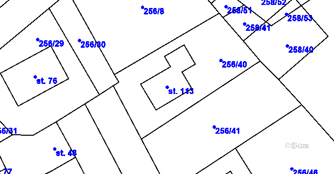 Parcela st. 113 v KÚ Milínov, Katastrální mapa