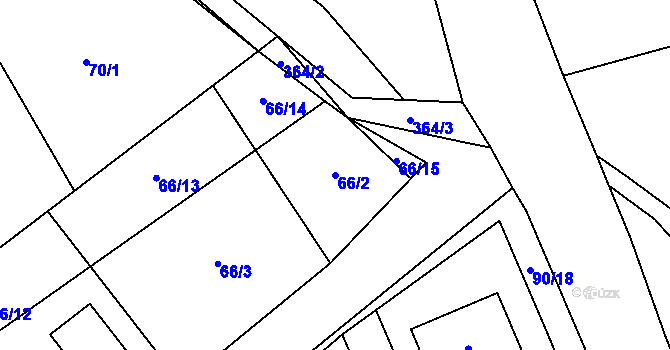 Parcela st. 66/2 v KÚ Milínov, Katastrální mapa