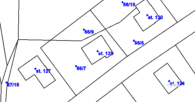 Parcela st. 125 v KÚ Milínov, Katastrální mapa
