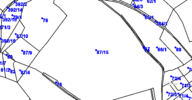 Parcela st. 87/15 v KÚ Milínov, Katastrální mapa