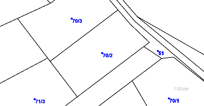 Parcela st. 70/2 v KÚ Milínov, Katastrální mapa