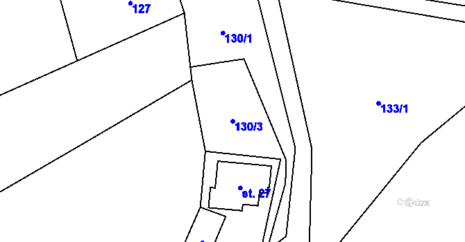 Parcela st. 130/3 v KÚ Suchá u Hlavňovic, Katastrální mapa