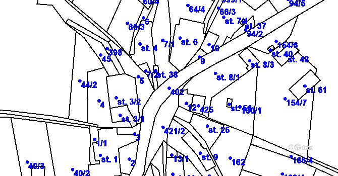 Parcela st. 402 v KÚ Zámyšl, Katastrální mapa