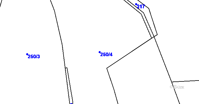 Parcela st. 250/4 v KÚ Zámyšl, Katastrální mapa