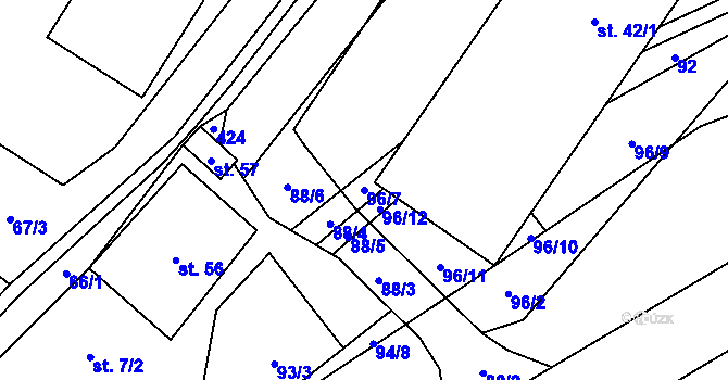 Parcela st. 96/7 v KÚ Zámyšl, Katastrální mapa