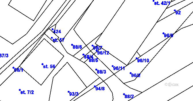 Parcela st. 96/12 v KÚ Zámyšl, Katastrální mapa